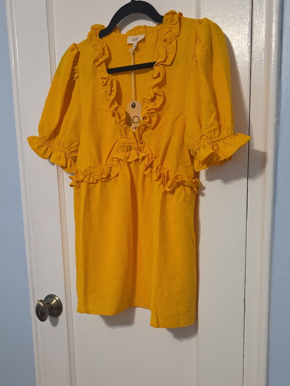 Yellow Ruffle Detail top